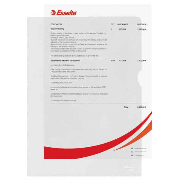 Esselte L-Shape Folder Transparent Embossed File A4