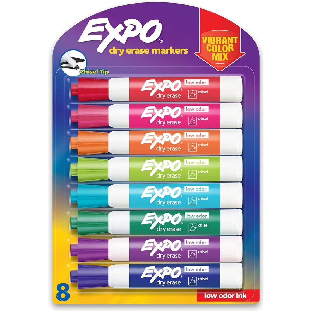 أقلام السبورة البيضاء من Expo Brights - مجموعة من 8 قطع
