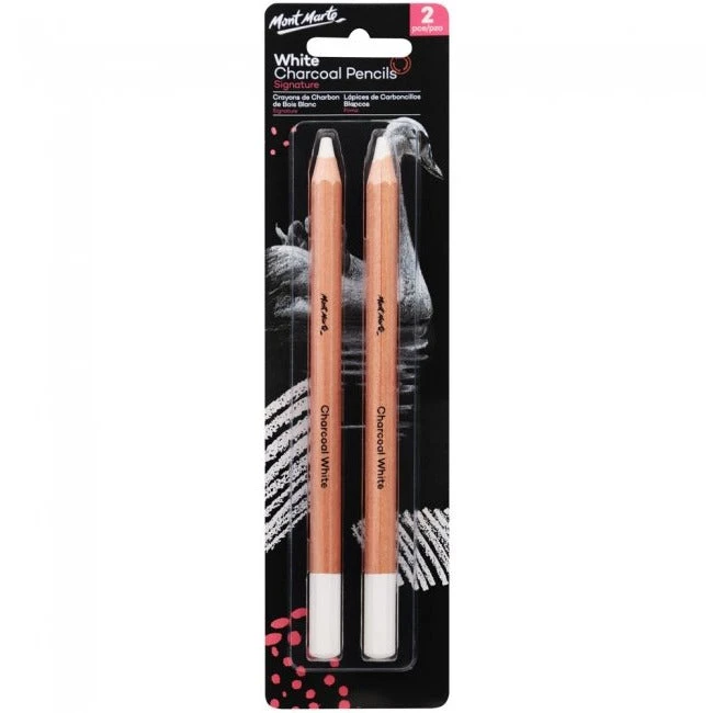 Mont Marte White Charcoal Pencils / Pack of 2