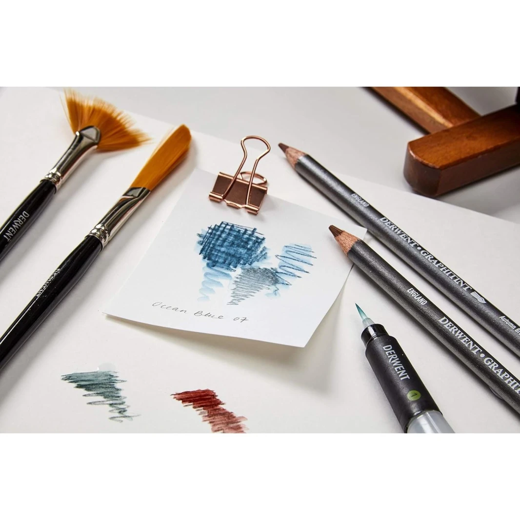 أقلام رسم جرافيت ملونة من Derwent Graphitint قابلة للذوبان في الماء بجودة احترافية - مجموعة من الصفيح
