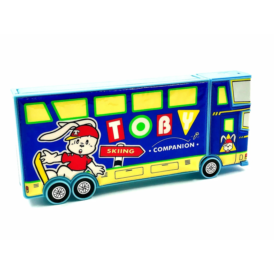 Melody Retro Toby Push Button Pencil Case Bus with Wheels 24x9x3 cm