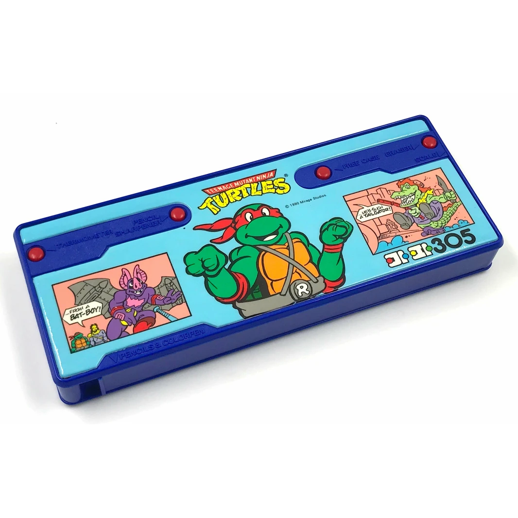 حافظة أقلام Melody Retro TMNT ذات الأزرار الضاغطة 24x9x3 سم - 4 أزرار متعددة الوظائف