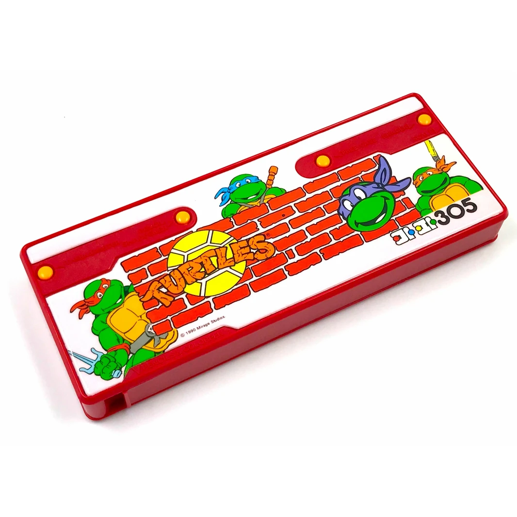 حافظة أقلام Melody Retro TMNT ذات الأزرار الضاغطة 24x9x3 سم - 4 أزرار متعددة الوظائف