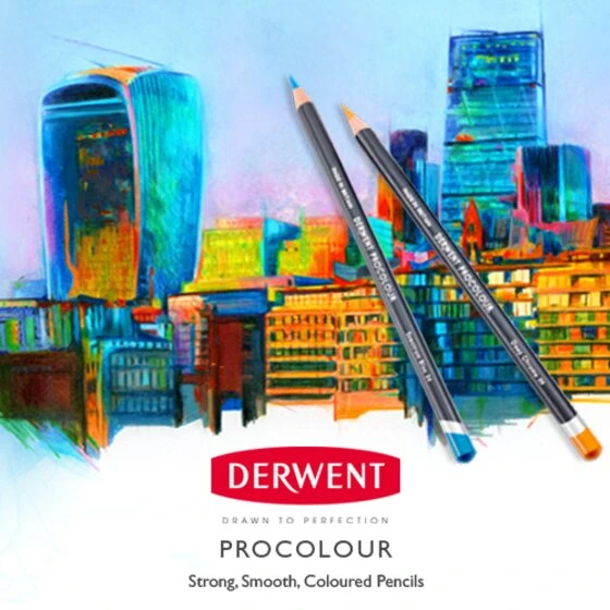 Derwent Procolour Pencils 4mm Round Core Premium Core Strength Smooth Texture Ideal For Fine Art Drawing & Colouring Professional Quality - Tin Set