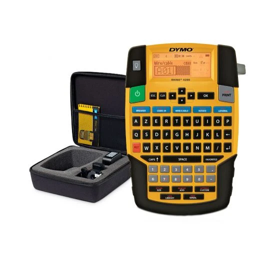 جهاز Dymo Rhino Pro 4200 Label Manager Digital D1 Label Maker مع بطارية قابلة لإعادة الشحن + حقيبة حمل