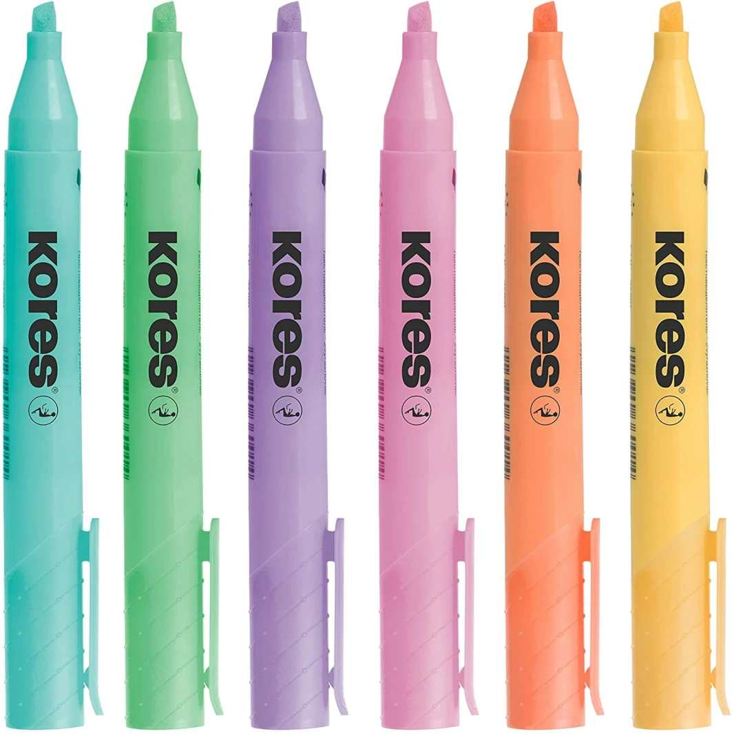 Kores High Liner Plus Chiseled Pastel Highlighter - Set of 6