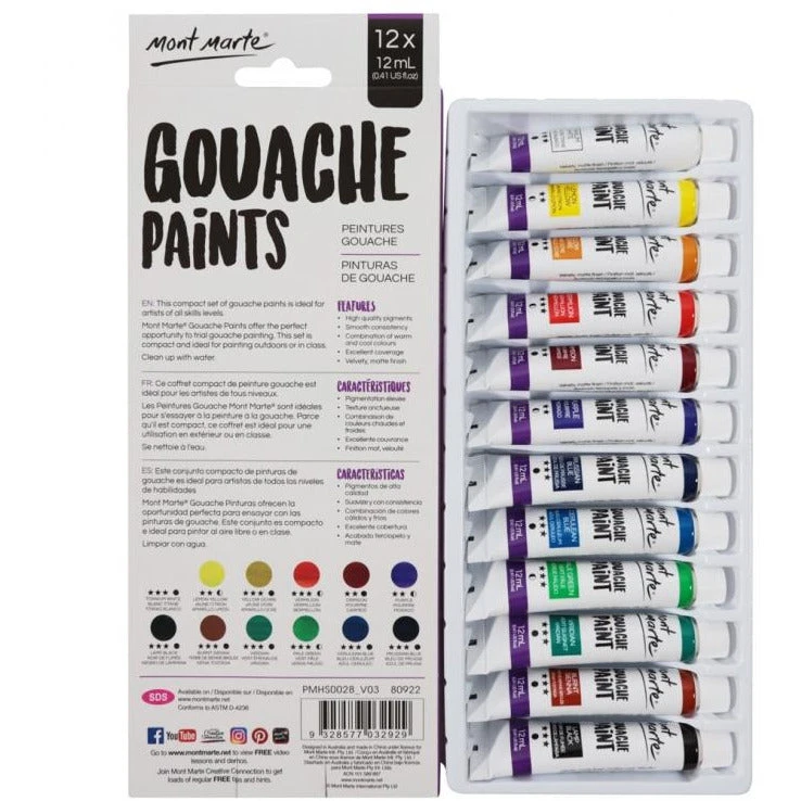 Mont Marte Gouache Paints / 12 x 12ml