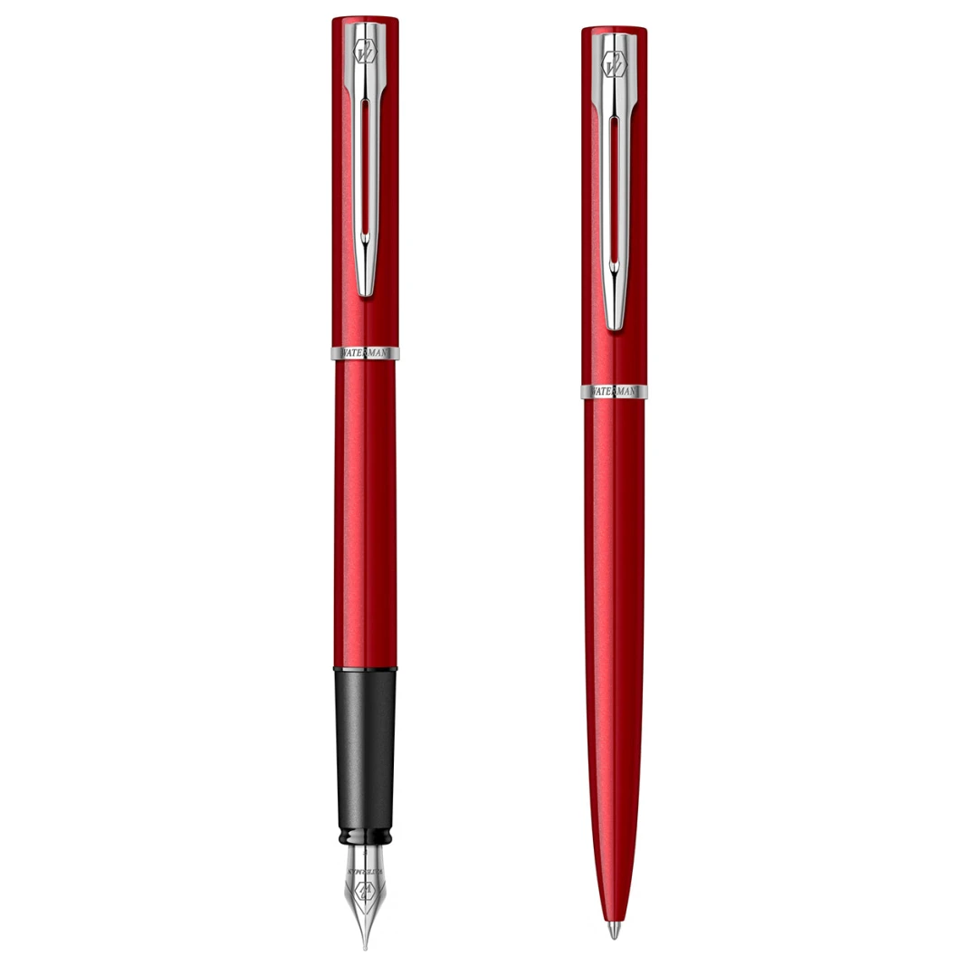 مجموعة أقلام الحبر الجاف والنافذة Waterman Allure Red CT