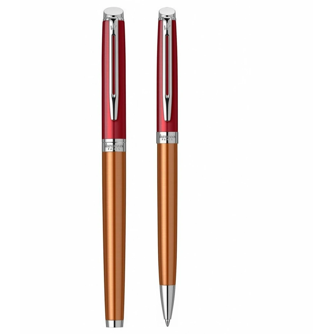 طقم أقلام حبر جاف وكرة دوارة Waterman Hemisphere Vermilion Sunset Orange - مجموعة French Riviera