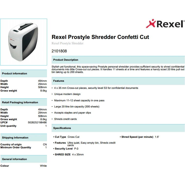 ماكينة تقطيع الورق Rexel Prostyle P4 Cross Cut - Prostyle+ 12