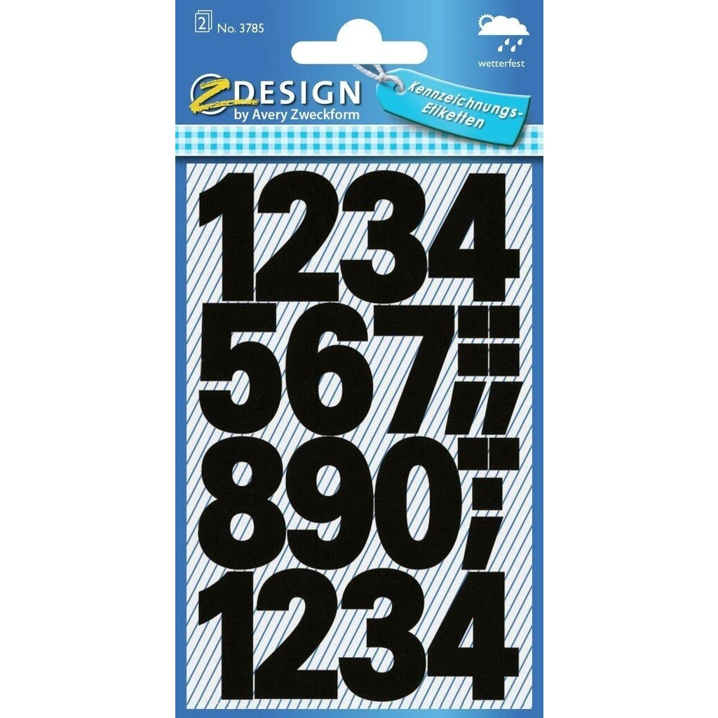 Zweckform 0-9 Numbers 26mm Labels Bold Black Numbers Weatherproof - Pack of 36