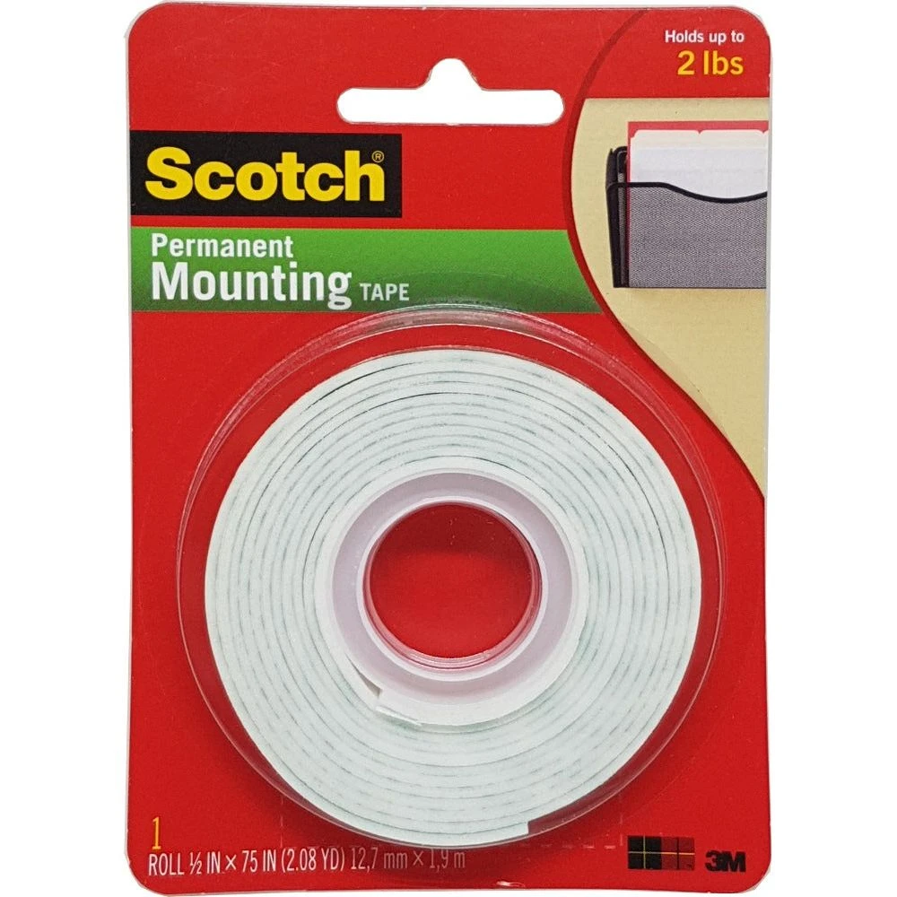 شريط لاصق مزدوج الجوانب من Scotch® Mount للاستخدام الداخلي، 12.7 مم × 1.9 متر، لفة - 0.9 كجم