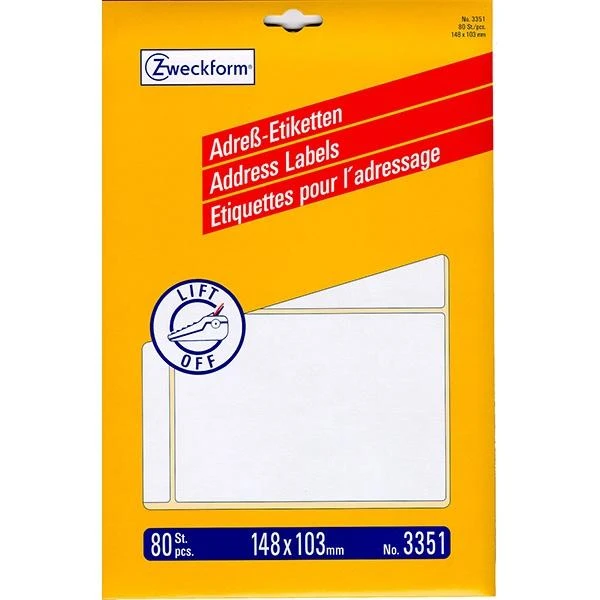 Zweckform Address Labels Printable A4 Sheets - Pack of 20