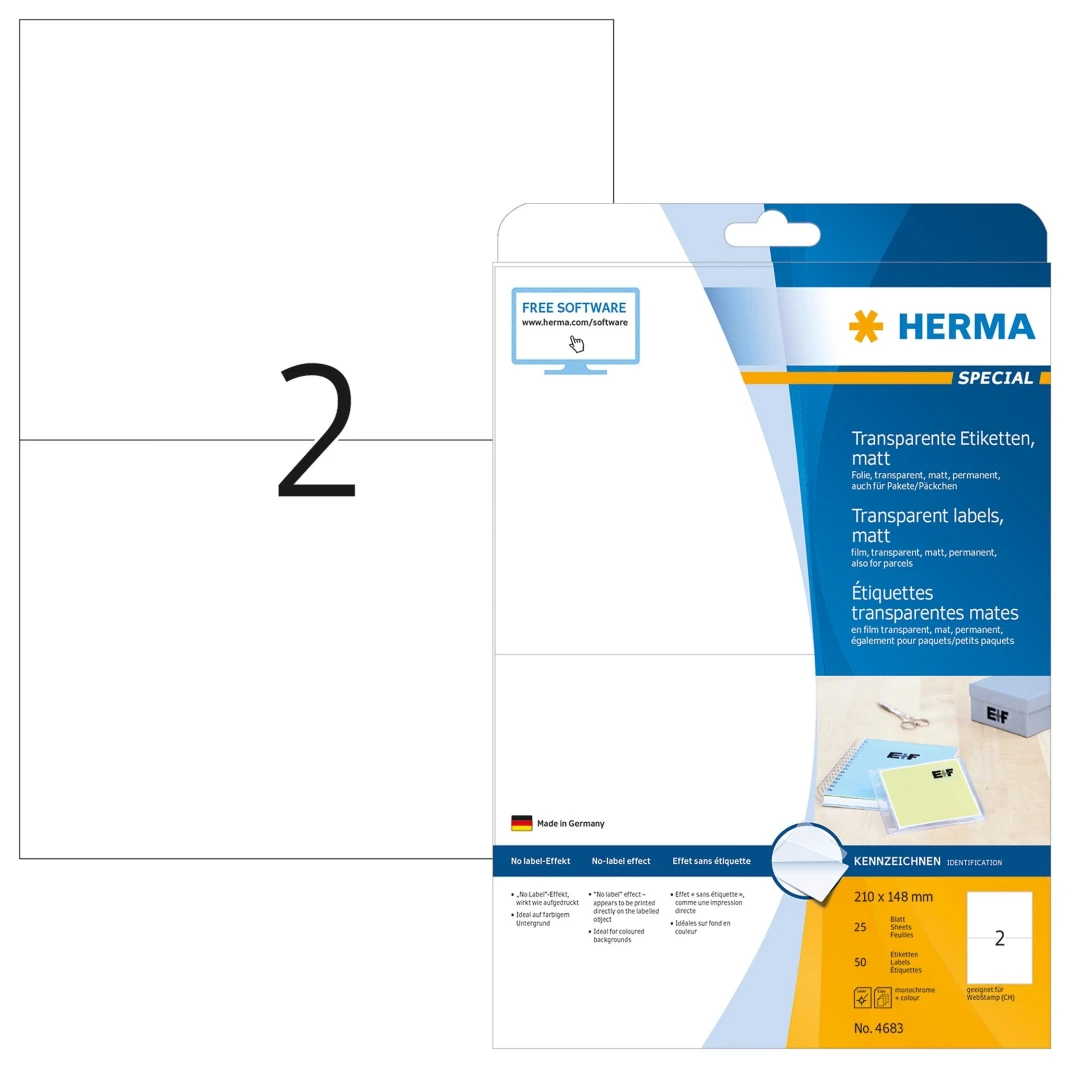 Herma Transparent Matt A4 Labels - (Laser)