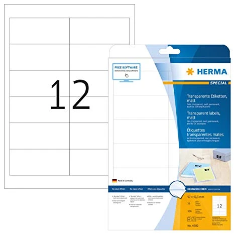 Herma Transparent Matt A4 Labels - (Laser)
