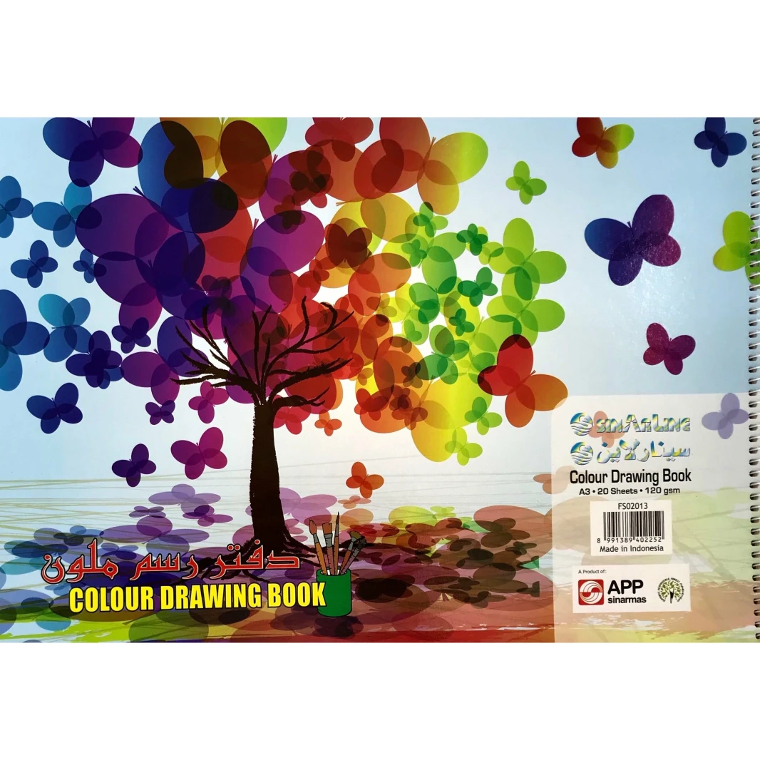 Sinarline Coloured Paper Spiral Drawing Sketch Book 120g - 20 Sheets