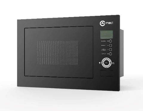 فرن ميكروويف A-Tec مدمج سعة 25 لترًا باللون الأسود