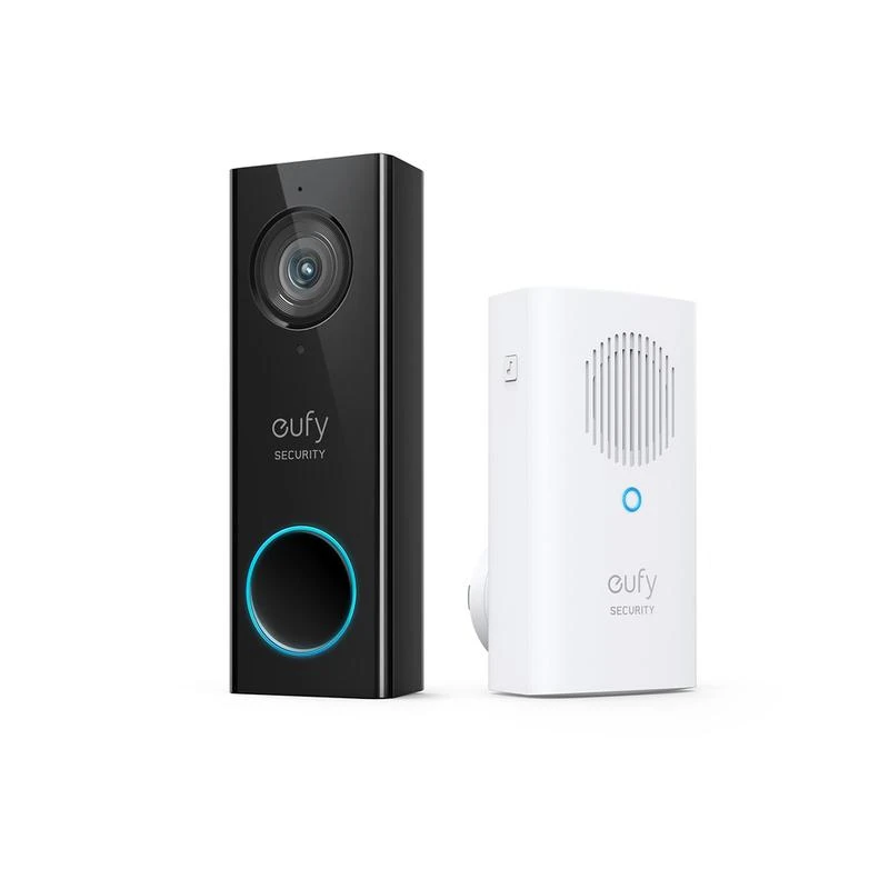 جرس باب فيديو Eufy رفيع بدقة 1080 بكسل باللون الأسود