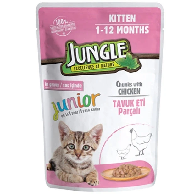 Jungle Wet Food for Kittens Chunks with Chicken 100 g