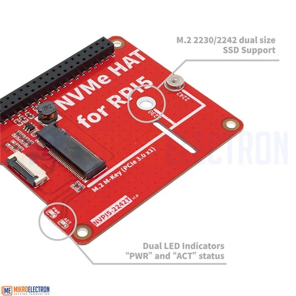 Raspberry Pi 5 NVME PCIe SSD HAT NVPI5-2242T 2230 2242