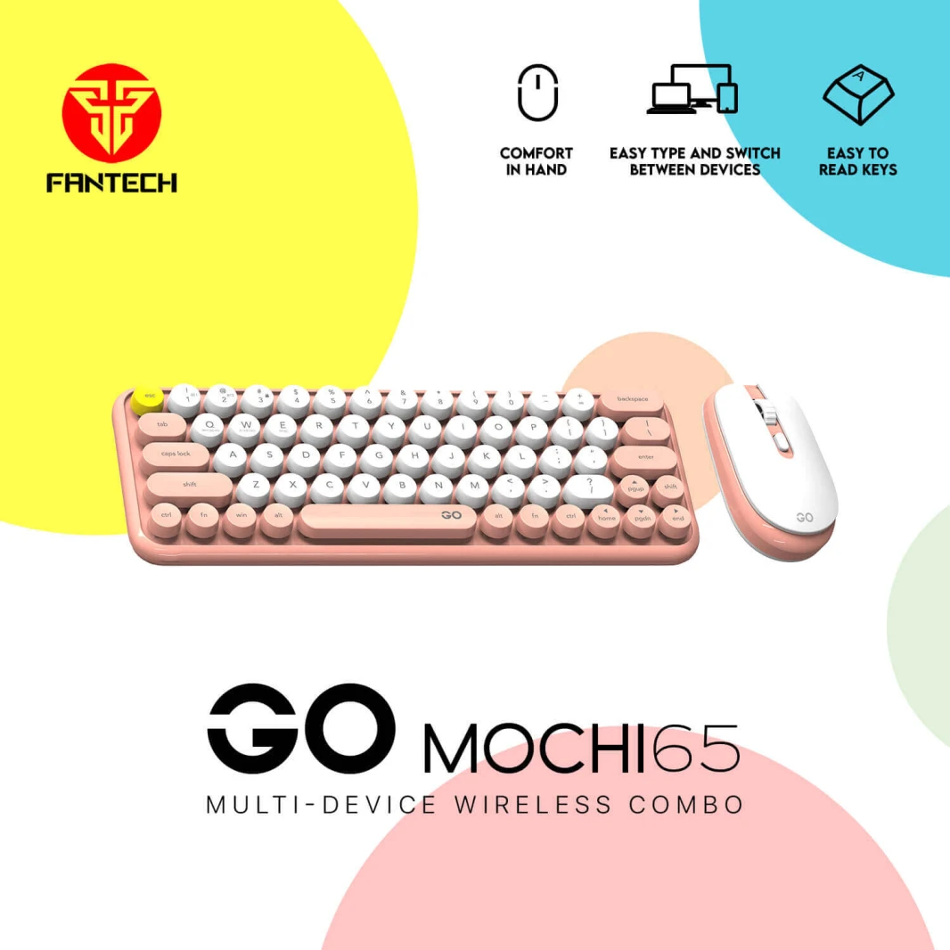 FANTECH GO MOCHI65 WK896 WIRELESS KEYBOARD MOUSE COMBO - PEACH