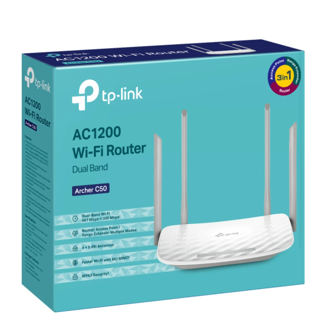 TP-Link Archer C50 AC1200 Wireless Dual Band (3in1) - Router & Range Extender & Access Point