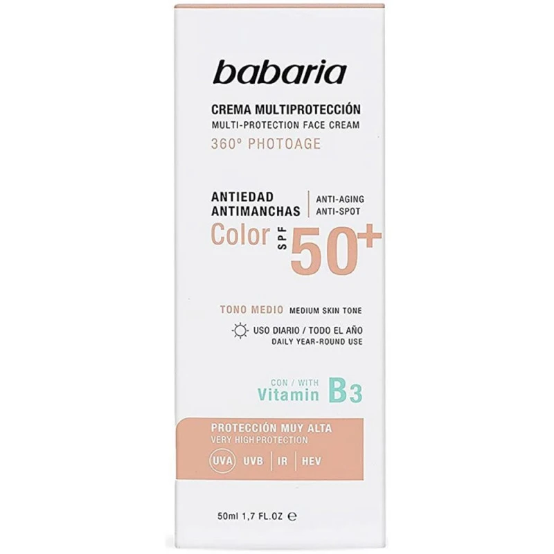 Babaria 2 كريم باباريا سولار متعدد الحماية ضد البقع بعامل حماية من أشعة الشمس 50+ 50 مل