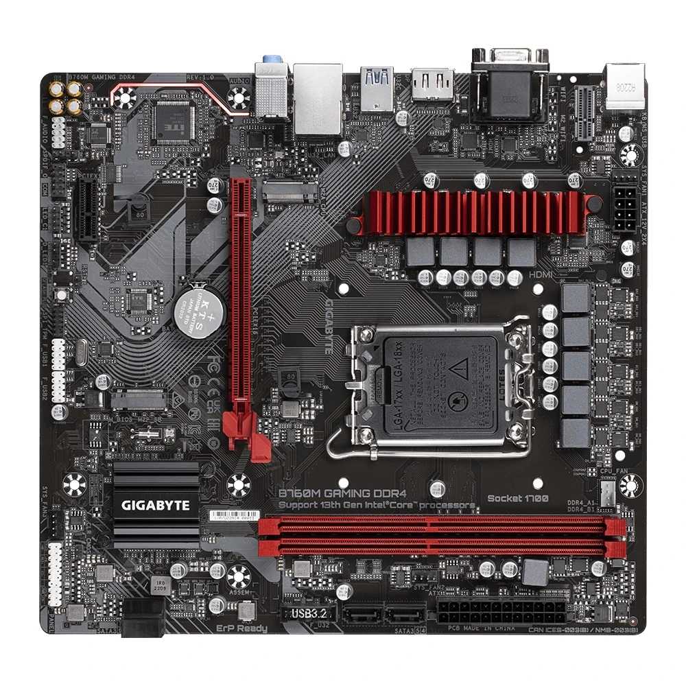 لوحة أم Gigabyte B760M Gaming DDR4، LGA 1700 لمعالجات Intel من الجيل الثالث عشر والثاني عشر، B760M-Gaming-DDR4