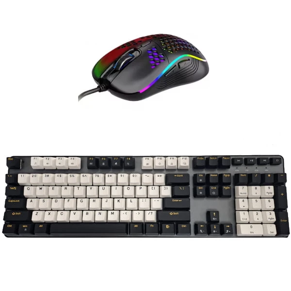 طقم لوحة مفاتيح ميكانيكية سلكية وماوس ألعاب سلكي – مفتاح أحمر – أضواء RGB – cx21 G40U