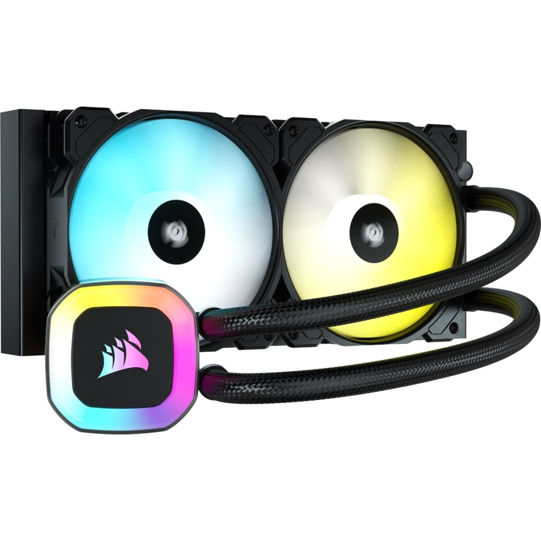 Corsair – H100 RGB Liquid CPU Cooler { 240mm radiator / 29 RGB LEDs / Ultra low noise } CW-9060053-WW