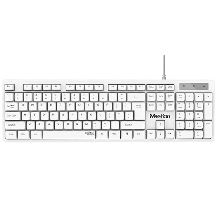 meetion USB WIRED KEYBOARD WHITE – Silent touch – K300