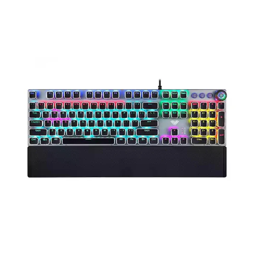 لوحة مفاتيح الألعاب الميكانيكية USB RGB AULA F2088 بمفتاح أزرق سلكي