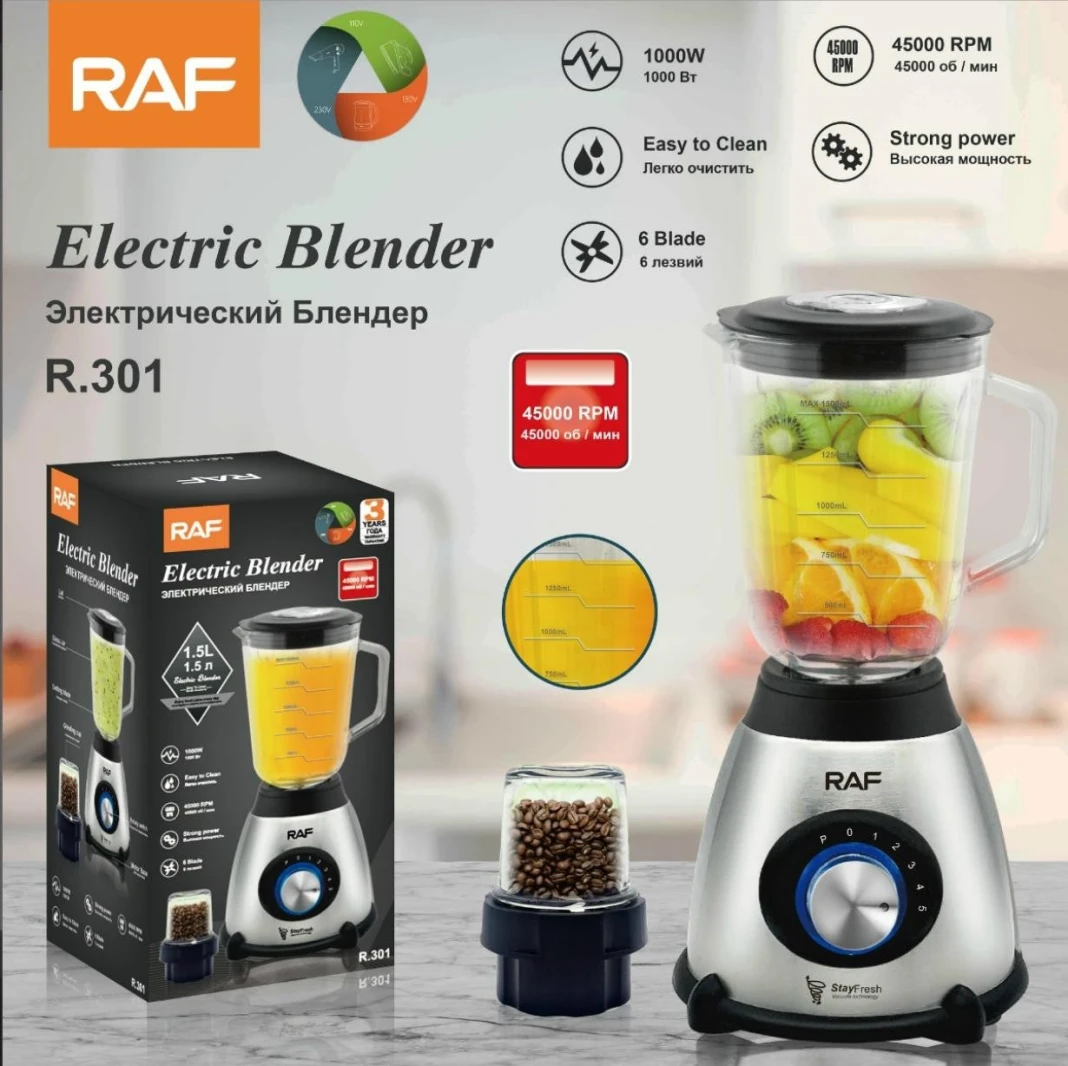 Raf Blender 1000 W 6 Blades 45000 Rpm