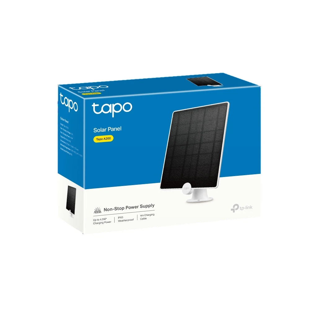 كاميرا Tp-Link Tapo A200 تعمل بالطاقة الشمسية باللون الأبيض، طاقة شمسية متواصلة تصل إلى 4.5 وات، شحن سريع