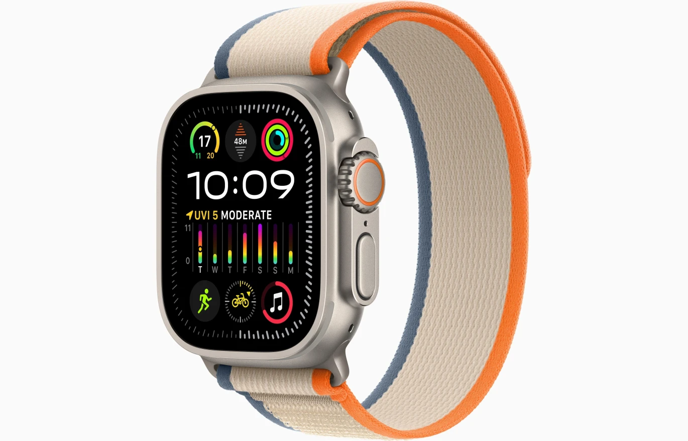 ساعة Ultra 2 Gps + Cellular 49 مم هيكل من التيتانيوم مع حلقة تتبع برتقالية/بيج - مقاس M/L