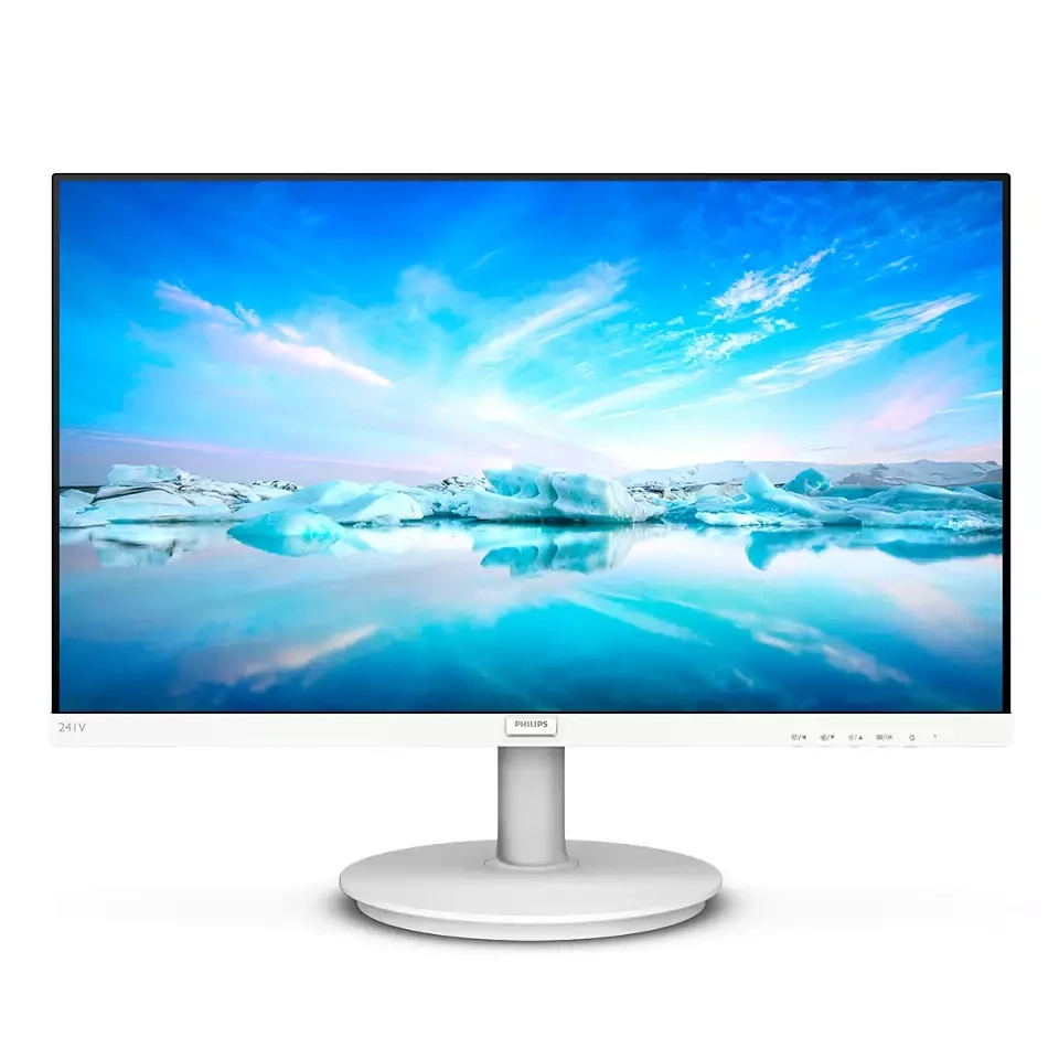 شاشة مسطحة Philips 241V8W مقاس 23.8 بوصة بدقة 1920 × 1080 (FHD) IPS 75 هرتز ومدة انتظار 4 مللي ثانية ومنفذ HDMI 1.4 / VGA - بيضاء