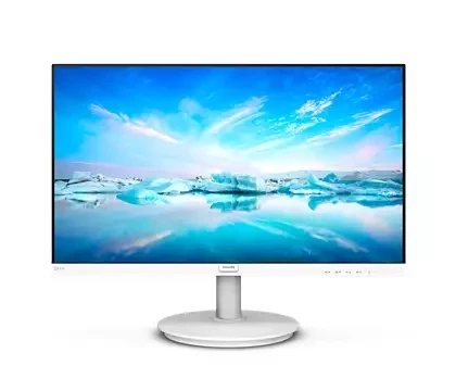 شاشة مسطحة Philips 241V8W مقاس 23.8 بوصة بدقة 1920 × 1080 (FHD) IPS 75 هرتز ومدة انتظار 4 مللي ثانية ومنفذ HDMI 1.4 / VGA - بيضاء