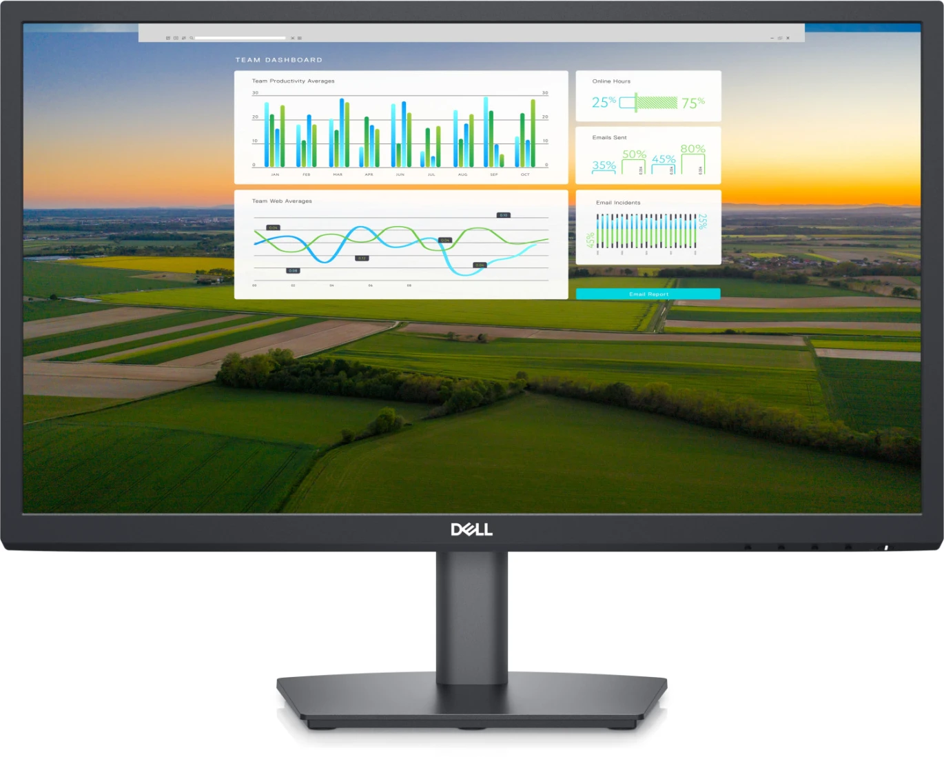 شاشة Dell SE2222H مقاس 21.5 بوصة بدقة 1920 × 1080 (FHD) VA 60 هرتز ووقت استجابة 5 مللي ثانية وDp 1.2 / VGA مسطحة - أسود