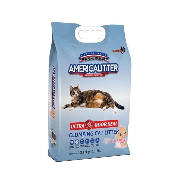 America Liter Baby Powder Scent Cat Litter 10 Liters