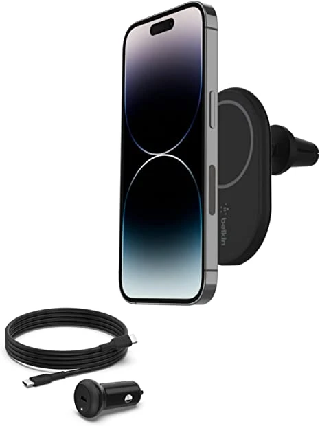 شاحن سيارة لاسلكي مغناطيسي من Belkin لهاتف Apple مع شاحن