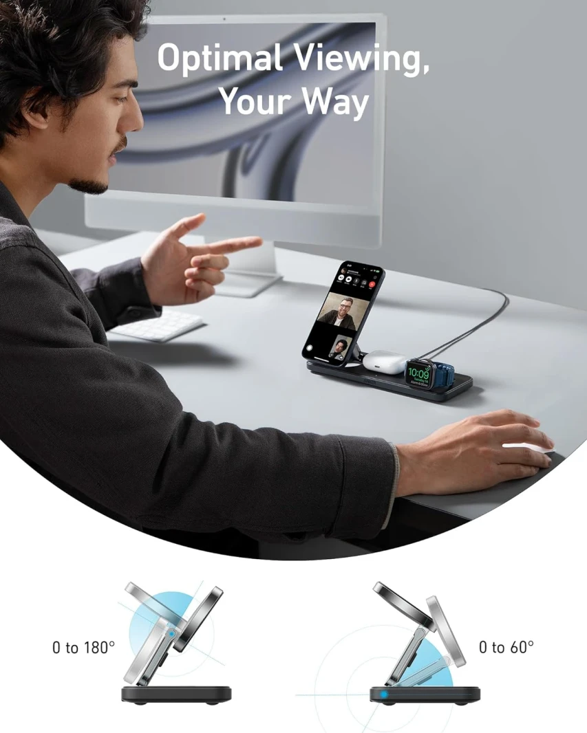 Anker MagGo Wireless Charging Station (15W, 3-in-1 Pad)