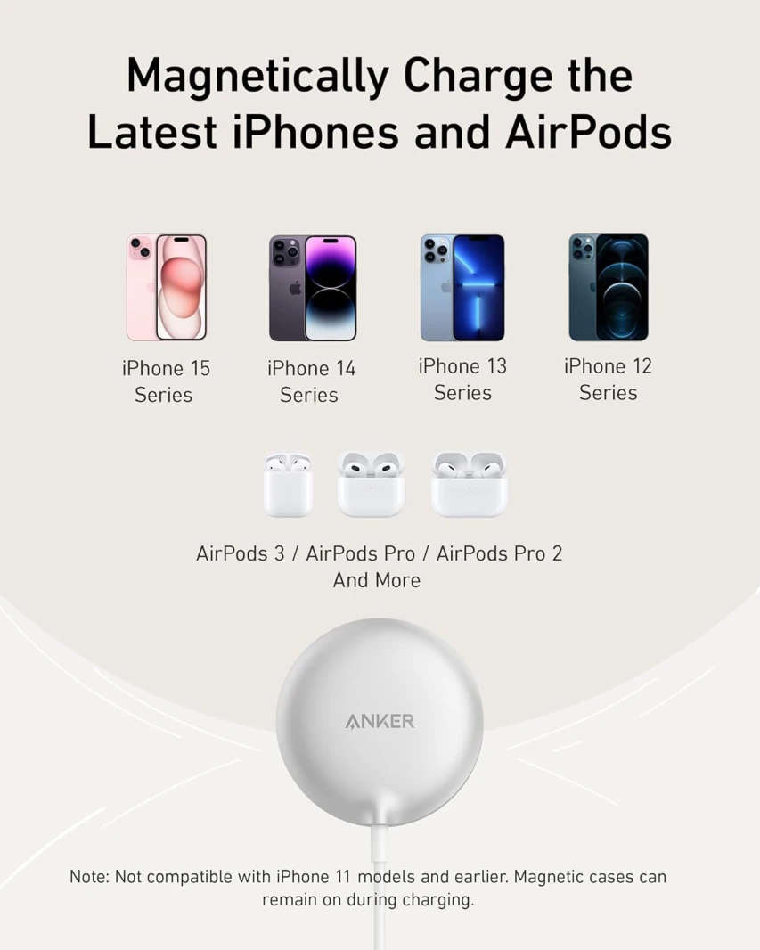 Anker MagGo Wireless Charger (15W,Pad) White
