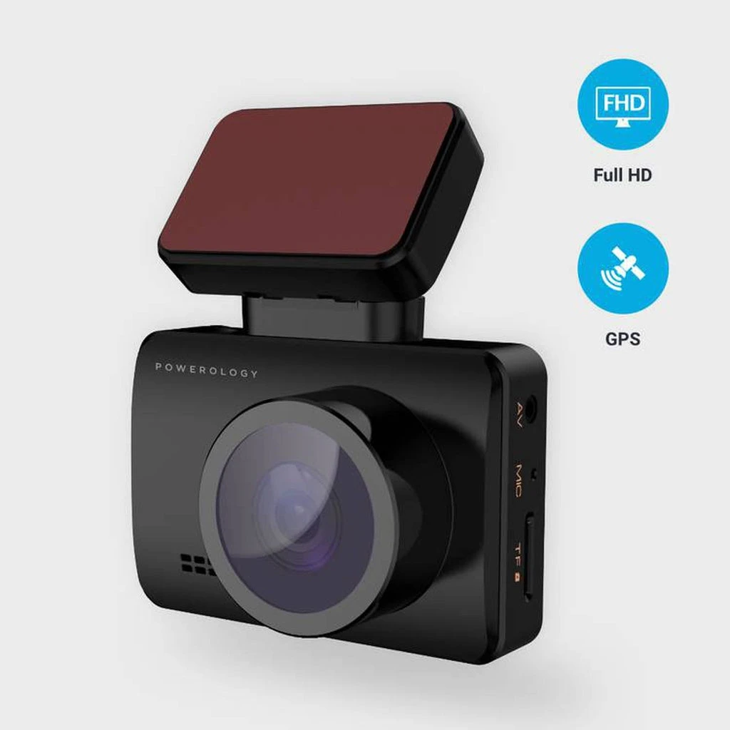 كاميرا Powerology Dash Camera بدقة Full HD 1080P - لون أسود
