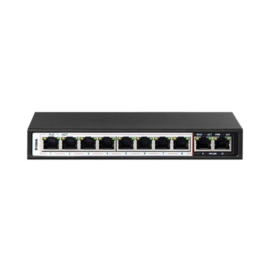 مفتاح مراقبة D-Link DES-F1010P-E مزود بـ 10 منافذ 10/100 PoE+ طويل المدى