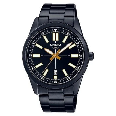 Casio Men's Standard Analog Black Stainless Steel Band Watch MTP-VD02B