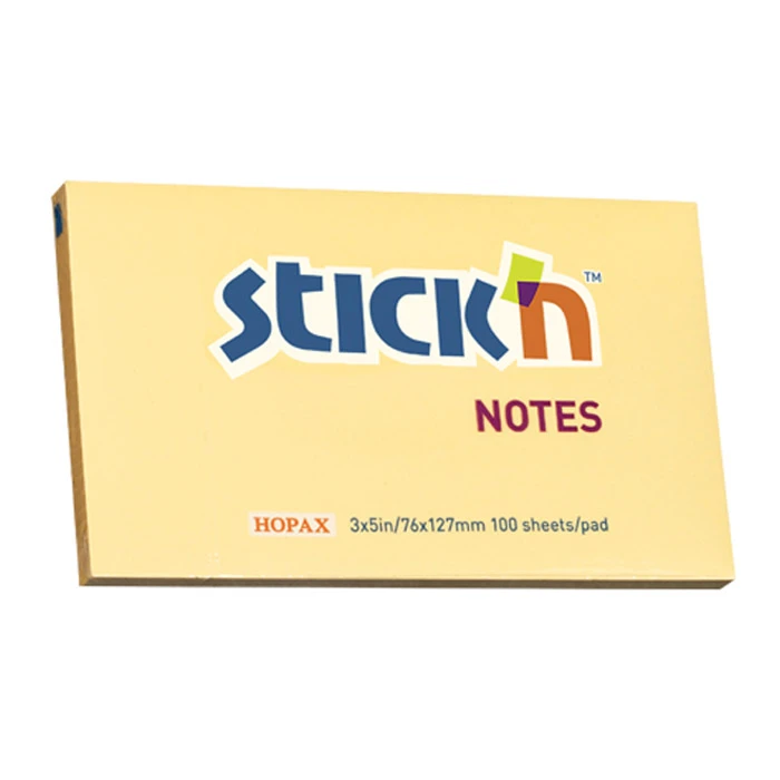 ملاحظات Stick’N Pastel مقاس 76×127 مم، 100 ورقة - أصفر