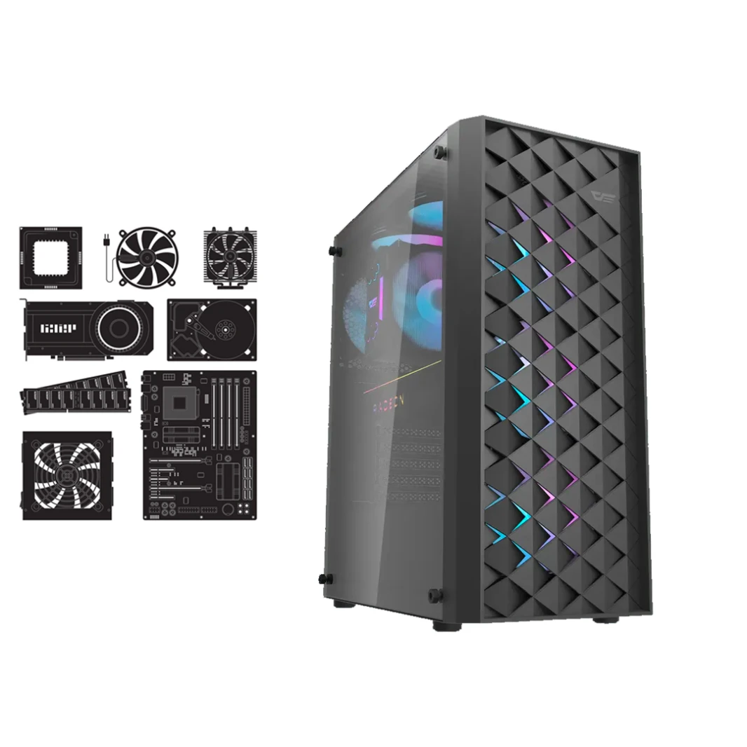 Intel CORE i5 12400 | GTX 1650 Super 4GB | 16GB RAM DDR4 - كمبيوتر ألعاب مخصص - أسود
