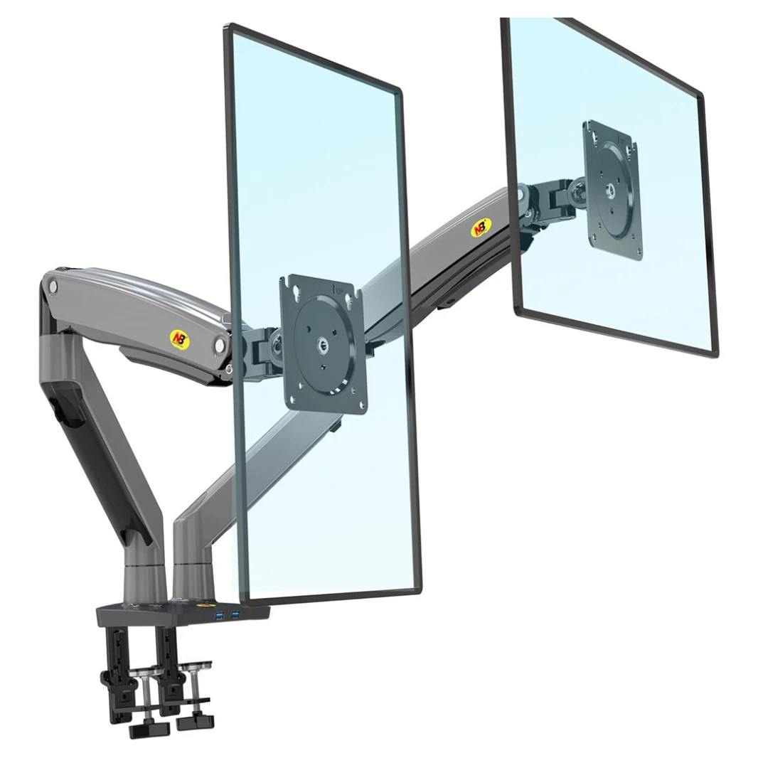 NB North Bayou F195A Dual Monitor Desk Mount Stand Full Motion Swivel Computer Monitor Arm Fits 2 Screens up to 32''