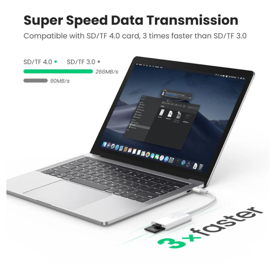 قارئ بطاقات UGREEN USB C لأجهزة UHS-II (CM265) - قراءة بطاقات عالية السرعة لأجهزة USB-C
