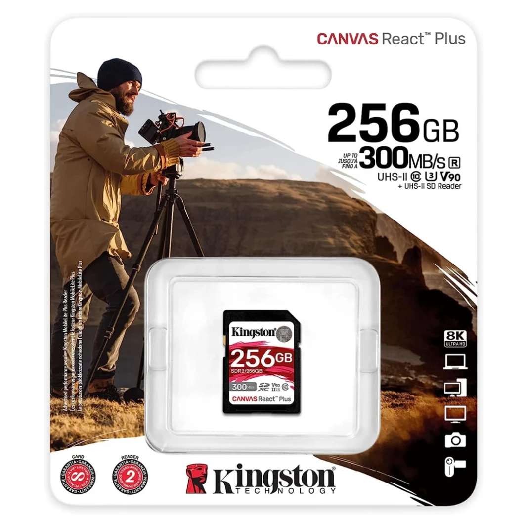 بطاقة ذاكرة Kingston 256GB SDXC Canvas React Plus: بطاقة ذاكرة لكاميرات السينما الاحترافية